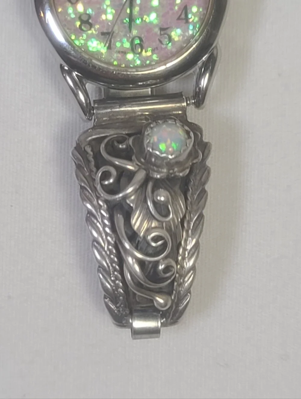 Nadia Women’s Native American Benjamin James Sterling Silver Opal Inlay Watch